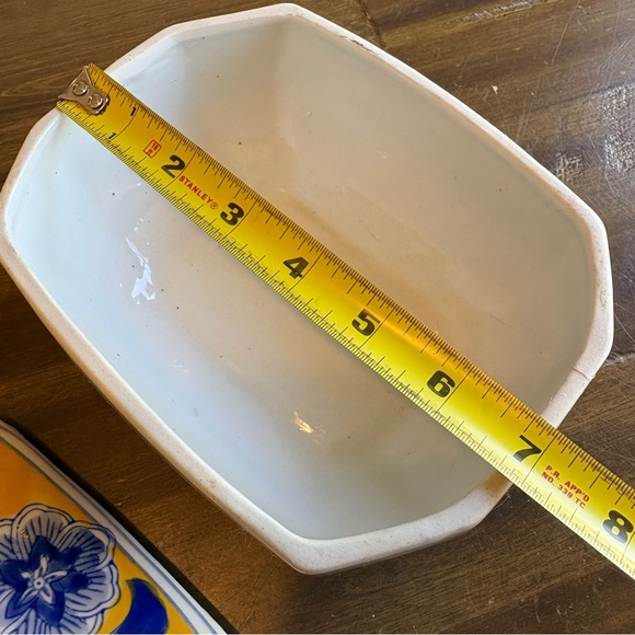 Vintage Blue Yellow Chinese Ceramic Box Jewelry Catchall Lid Trinket Lidded Bowl - Picture 8 of 11